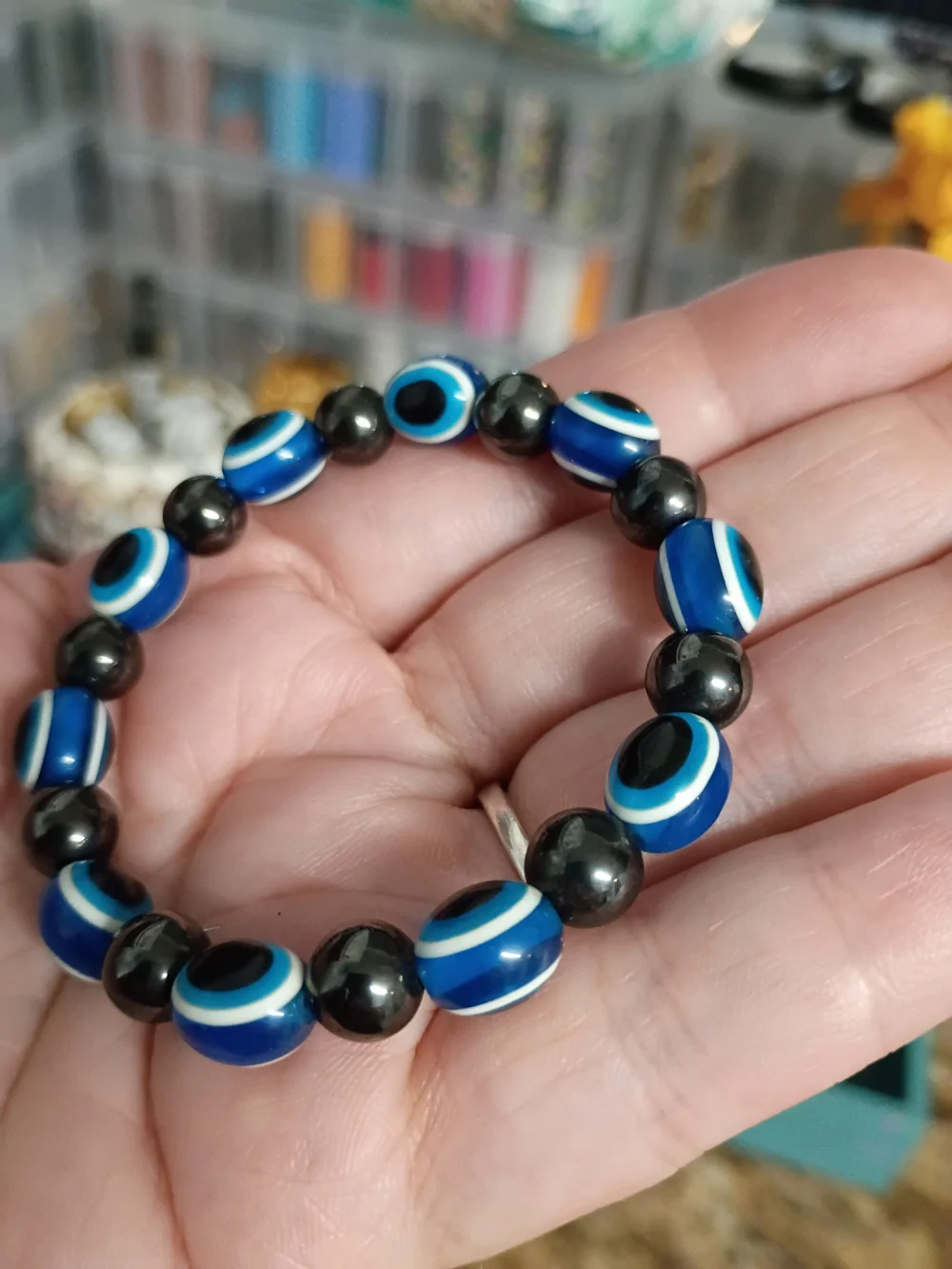 The Aegis Realm: Magnetite & Evil Eye Protection Bracelet